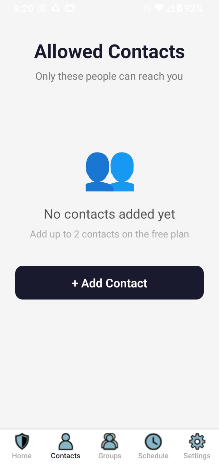 Allowed contacts